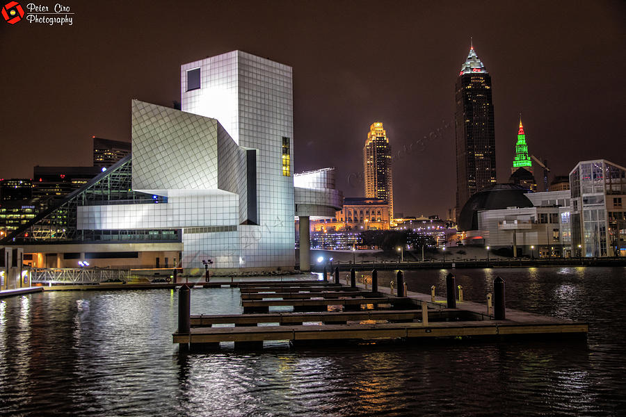 Rock Hall of Fame and Cleveland Skyline Photograph by Peter Ciro