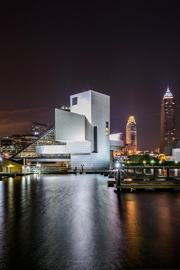 Cleveland Photograph - Rock Hall Reflects at Night by Brad Hartig - BTH Photography