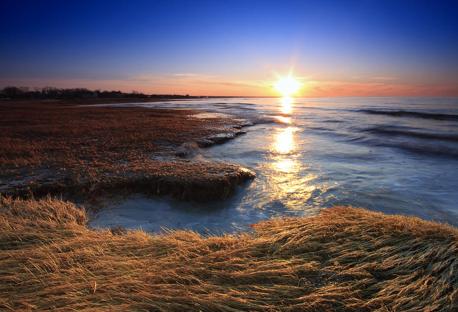 Sunset Photograph - Rock Harbor Cape Cod Golden Sunset by Darius Aniunas