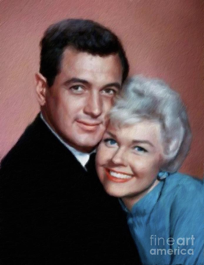 Hollywood Painting - Rock Hudson and Doris Day by Esoterica Art Agency