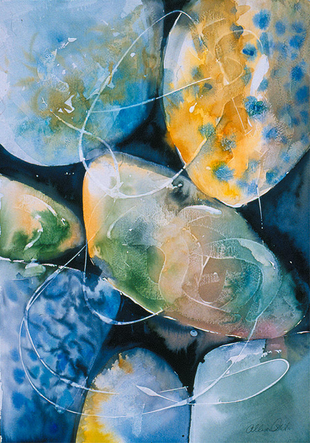 Rock in Water Painting by Allison Ashton