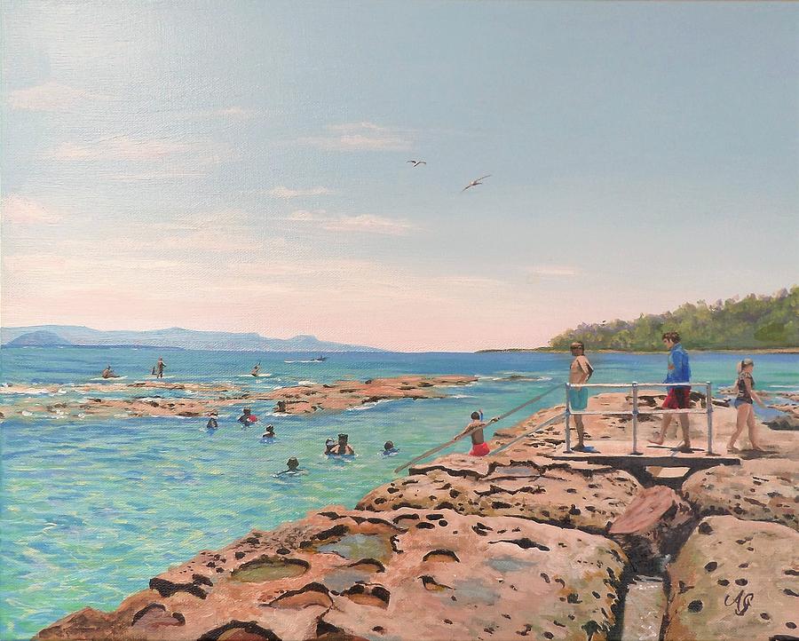 Rock pool at Currarong Painting by Anne Gardner