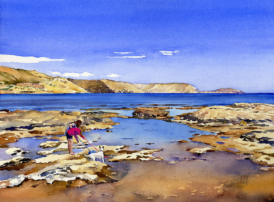 Rock Pools of Rodalquilar Painting by Margaret Merry