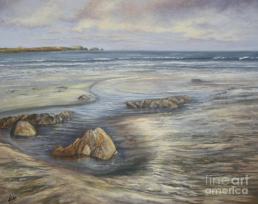 Rock Pools Painting by Valerie Travers