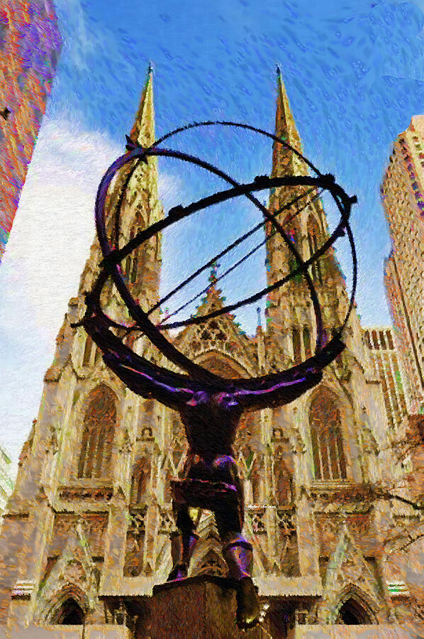 Rockefeller Center in New York City Digital Art by Rafael Salazar