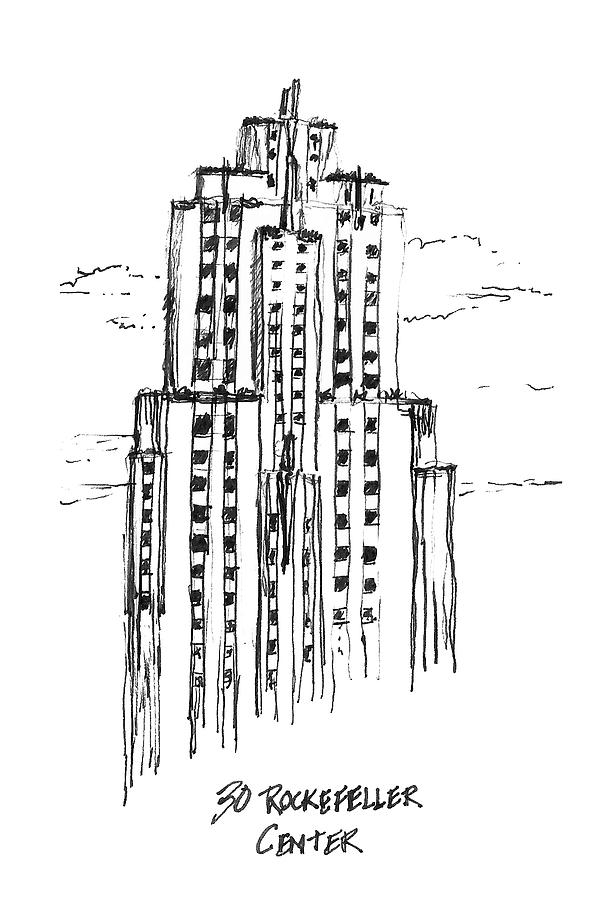 Rockefeller Center Drawing by Robert R Lowe III | Fine Art America