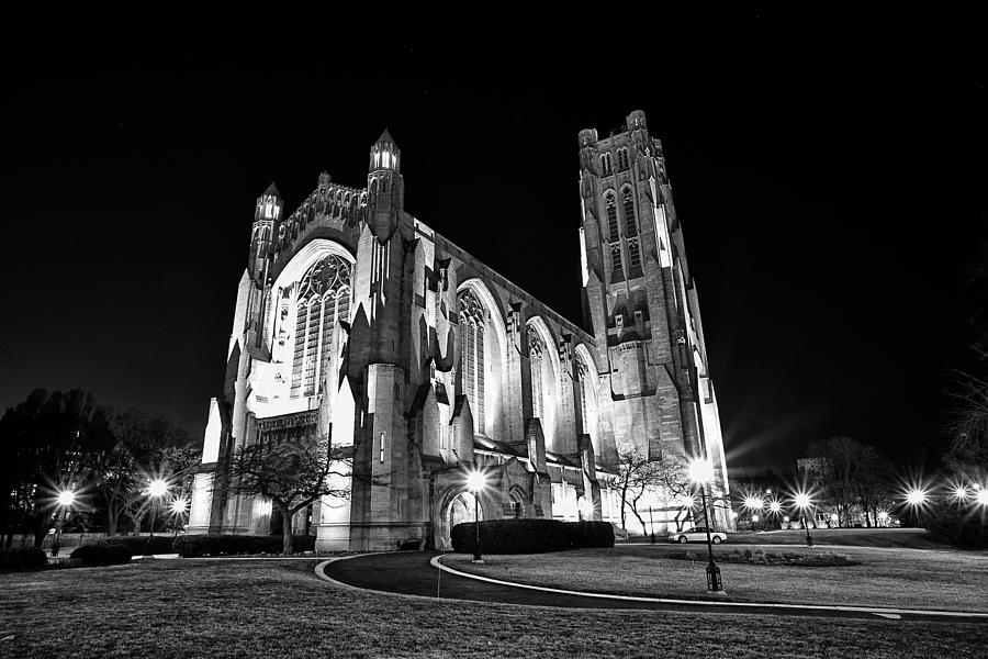 Chicago Photograph - Rockefeller Chapel - B and W by CJ Schmit