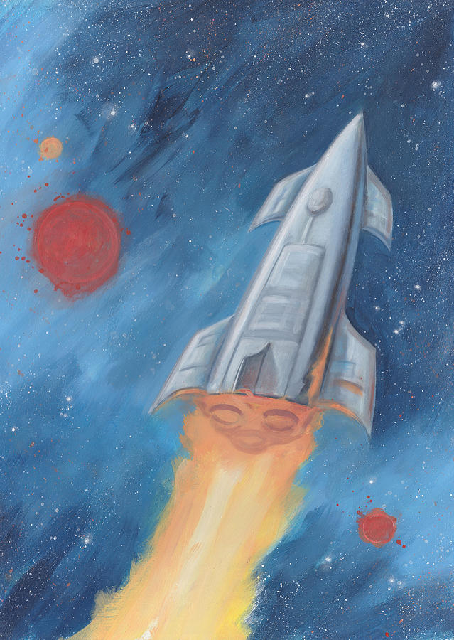 Rocket Fire Painting by Tony Sid Rocket Fire Painting by Tony Sid