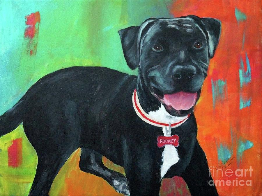 Black Lab Painting - Rocket by Frankie Picasso