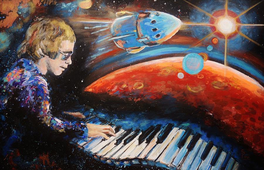 Elton John Painting - Rocket man by Shannon Lee