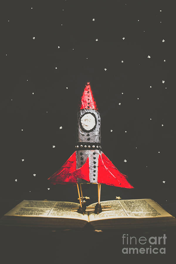 Space Photograph - Rockets and cartoon puzzle star dust by Jorgo Photography