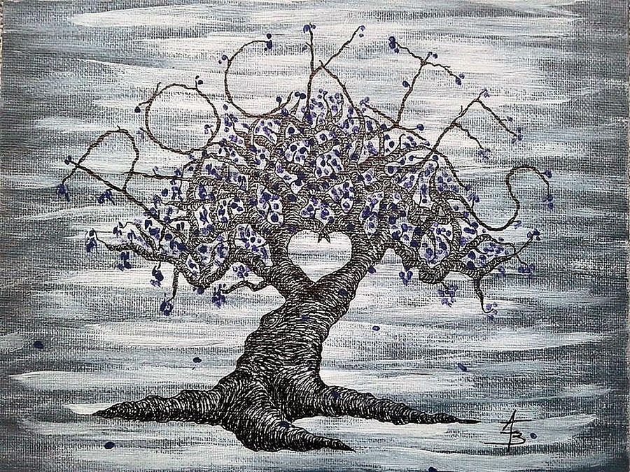 Rockies Love Tree Drawing by Aaron Bombalicki