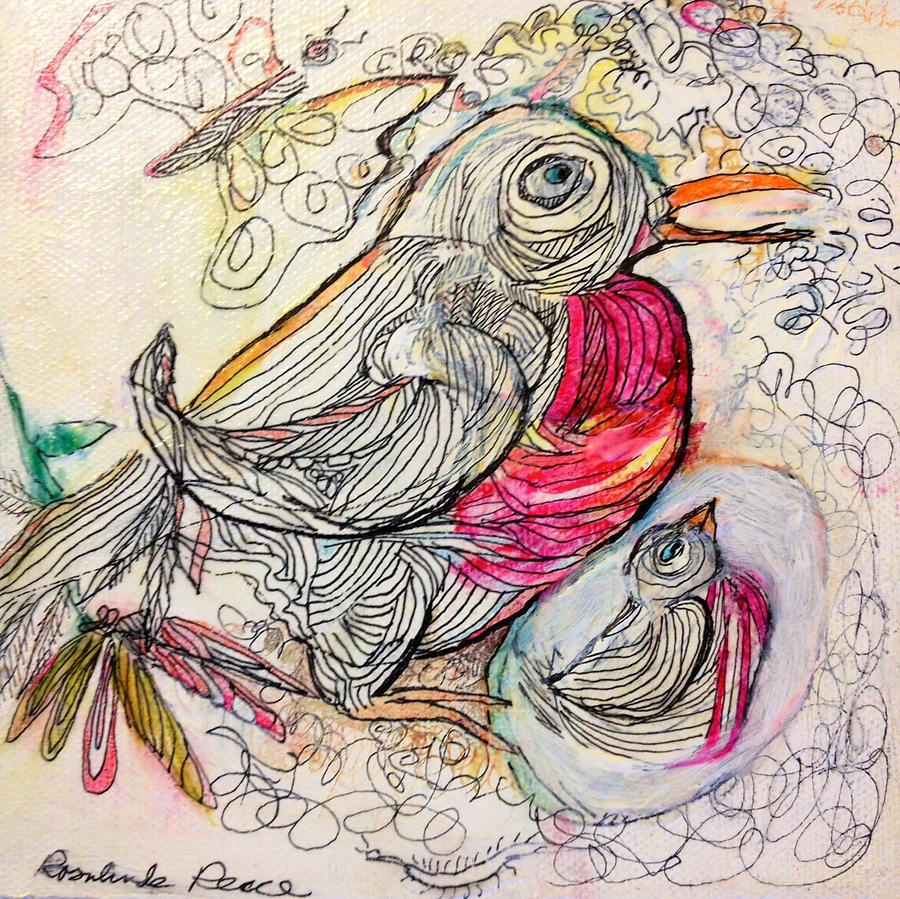 Robin Drawing - Rockin Robin by Rosalinde Reece