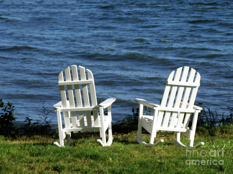 Rocking Adirondak Chairs on the Maine Coast Photograph by DejaVu Designs