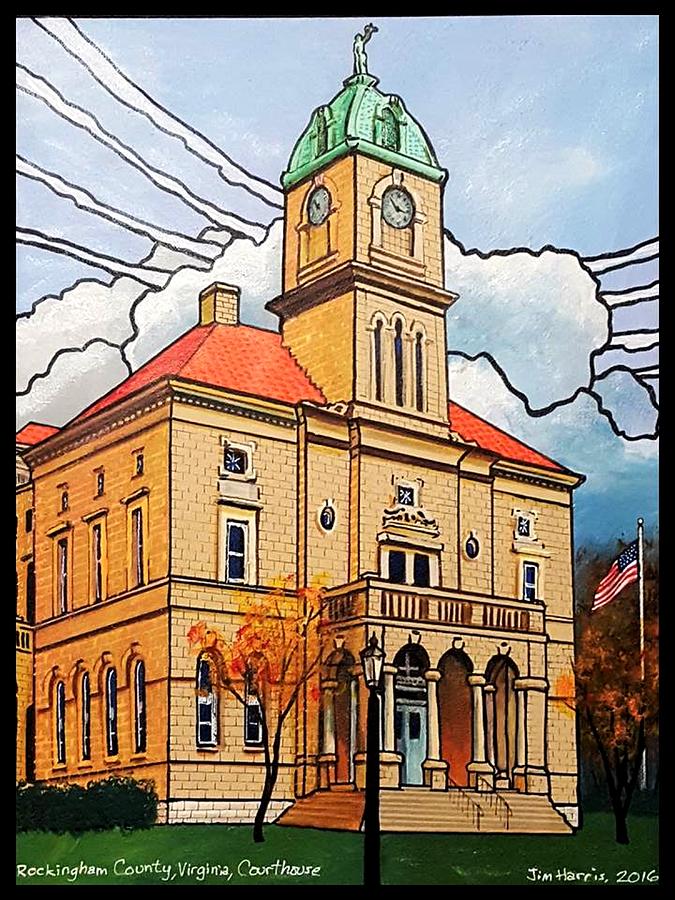 Fall Painting - Rockingham County Courthouse by Jim Harris