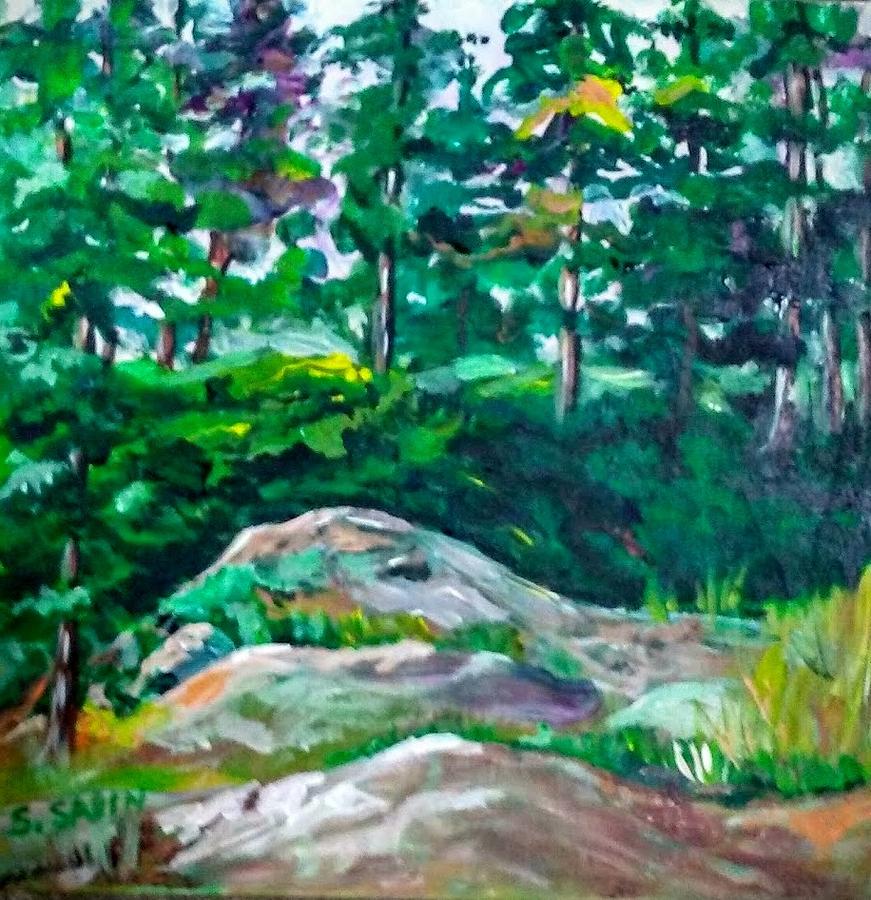 Rockns n trees Painting by Saga Sabin
