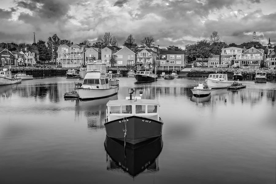Rockport Harbor BW Photograph by Susan Candelario