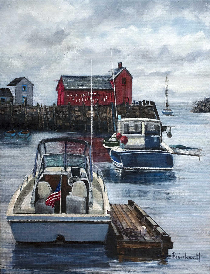 Boat Painting - Rockport by Lisa Reinhardt