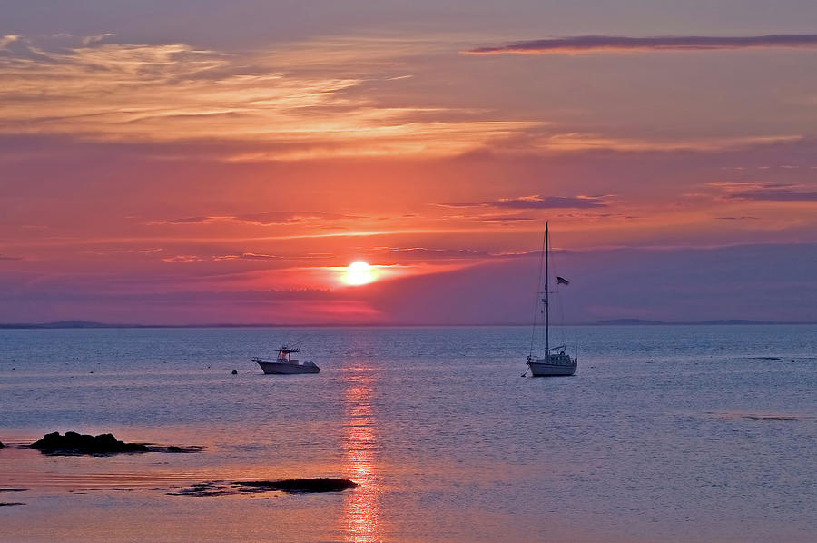 Sunset Sailing - Gloucester, Ma Photograph by Joann Vitali