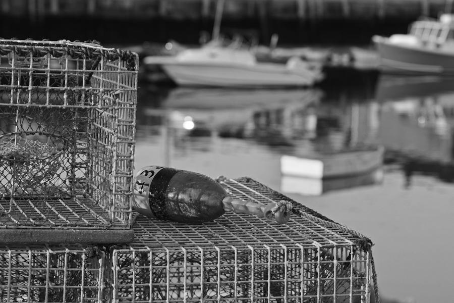 Rockport MA lobster traps Black and White Photograph by Toby McGuire
