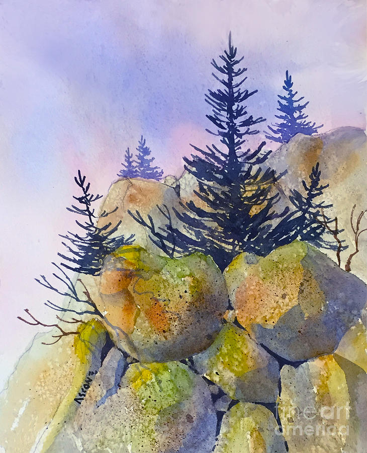 Rocks Along the Glenn Painting by Teresa Ascone