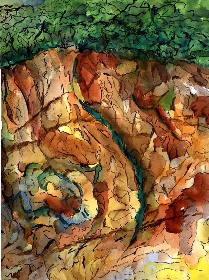 Cliff Painting - Rocks and Caves by Marilyn Barton
