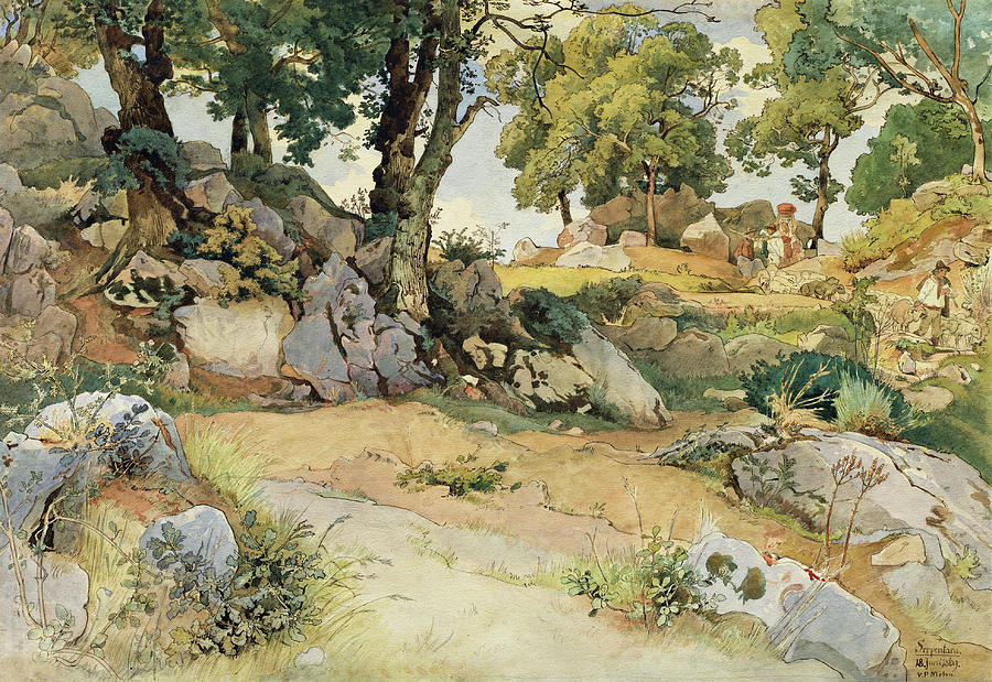 Rocks and Oaks in the Serpentara Painting by Victor Paul Mohn