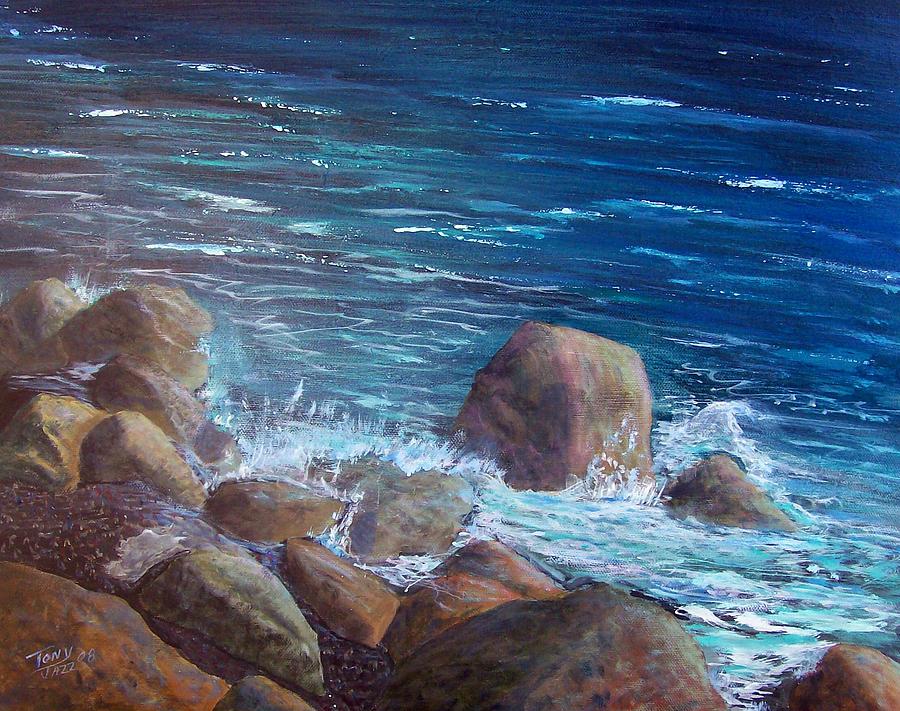 Seascape Painting - Rocks and Rolls by Tony Rodriguez