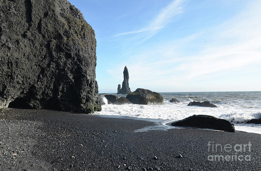 Rocks and Sea Stacks Off the Shore of Reynisfjara Beach Photograph by DejaVu Designs