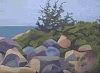 Summer Painting - Rocks at Hammonasset  by Paula Emery