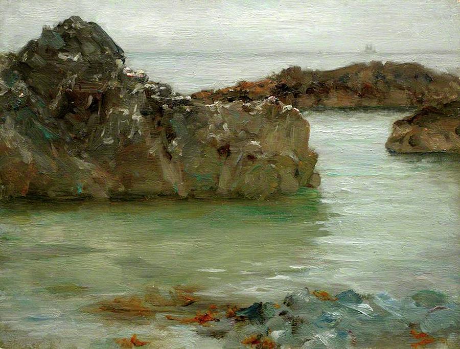 Rocks at Newporth Painting by Henry Scott Tuke