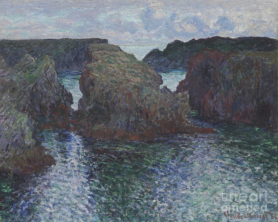 Rocks at Port Goulphar, Belle Ile Painting by Claude Monet
