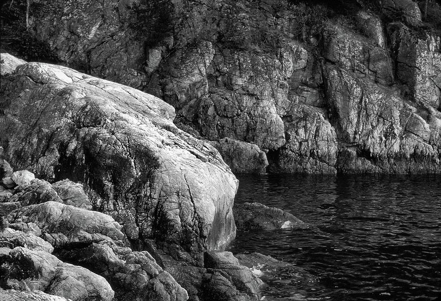Rocks By The Ocean BW  Photograph by Lyle Crump