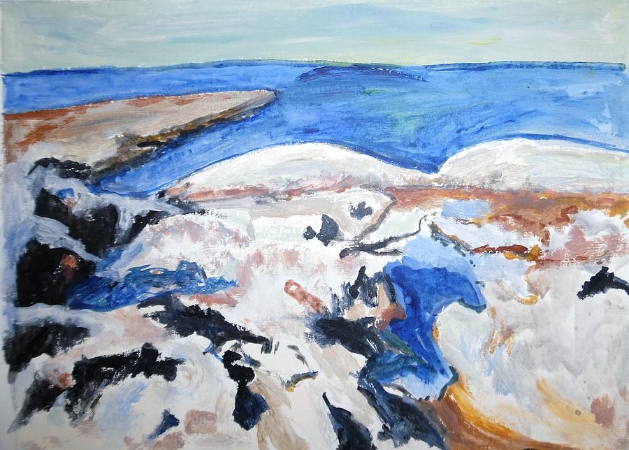 Rocks Meet Sea   Painting by Esther Newman-Cohen