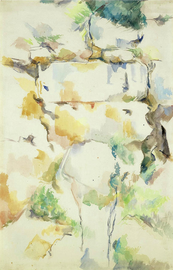 Rocks near the caves above the Chateau Noir. Rochers Bibemus Drawing by Paul Cezanne