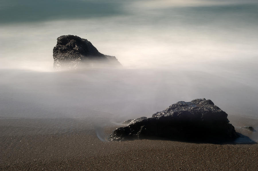 Nature Photograph - Rocks On Black Sand Beach by Catherine Lau