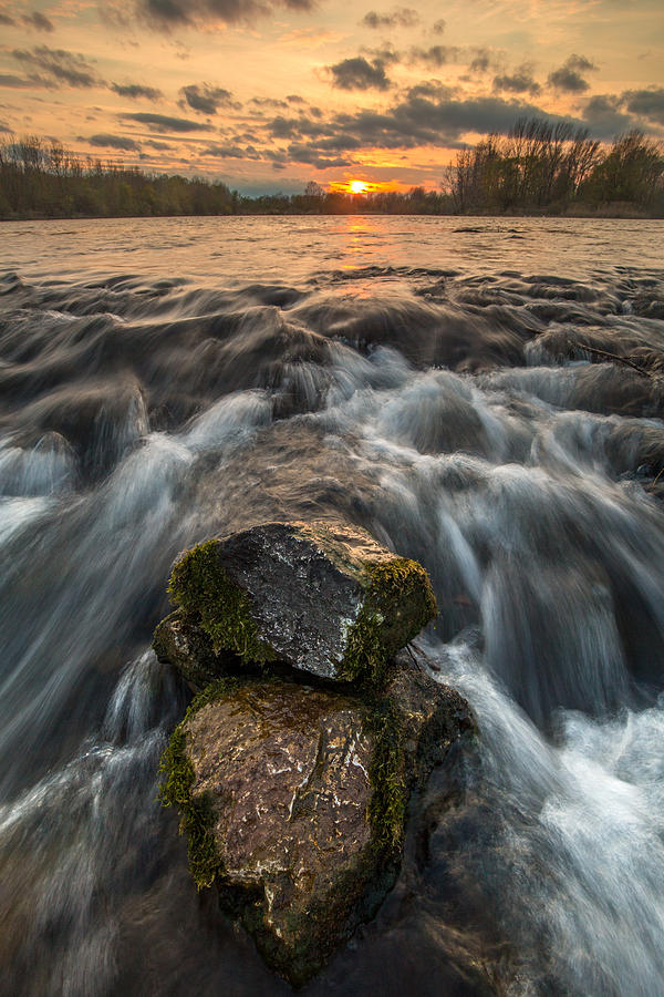Rocks river and sunset Photograph by Davorin Mance