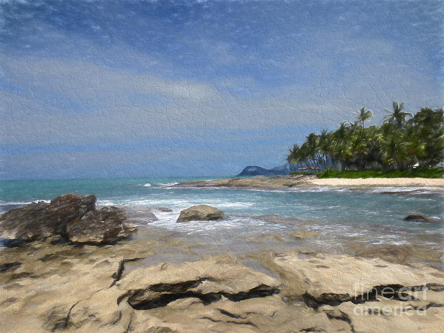 Rocks Trees And Ocean Digital Art by Steven Parker