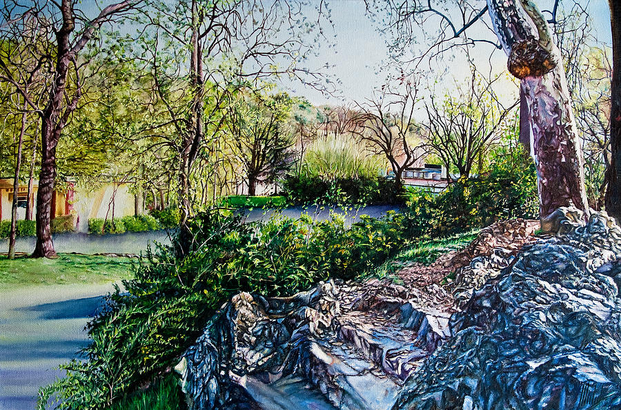 Steps in the Park Painting by Michelangelo Rossi