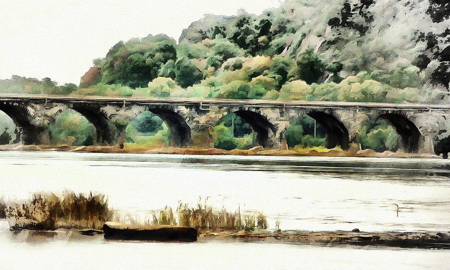 Rockville Bridge On The Susquehanna River Digital Art by Leslie Montgomery