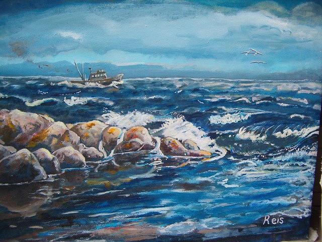 Sea Painting - Rocky 1 by Fahrettin Oktay Sea Painting - Rocky 1 by Fahrettin Oktay