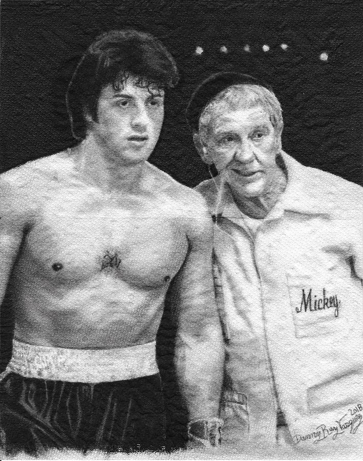 Charcoal Drawing - Rocky Balboa and Mickey Goldmill by Danny Vasquez