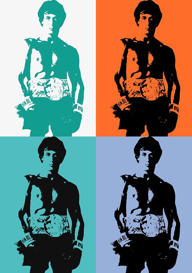 Warhol Mixed Media - Rocky Balboa Pop Art Panels by Dan Sproul Warhol Mixed Media - Rocky Balboa Pop Art Panels by Dan Sproul