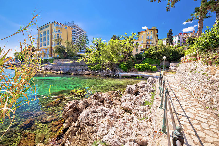Rocky beach and Lungomare walkway in Opatija Photograph by Brch Photography