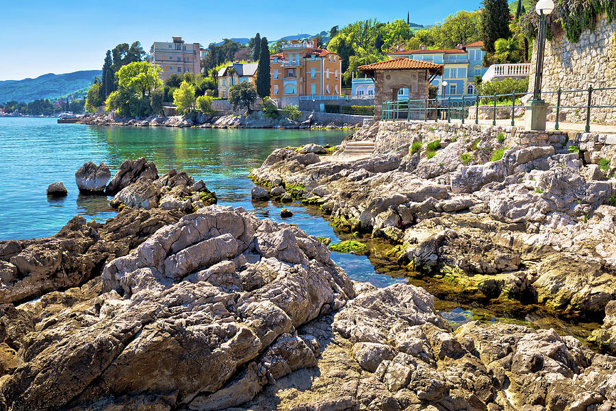 Rocky beach on Lungomare walkway in Opatija Photograph by Brch Photography