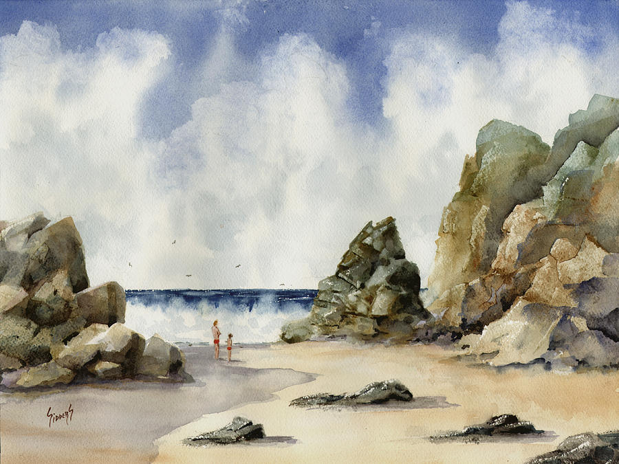 Rocky Beach Painting by Sam Sidders