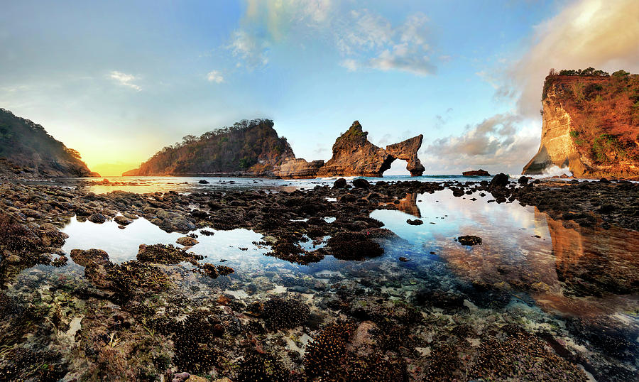 Rocky beach sunrise, Bali Photograph by Pradeep Raja Prints