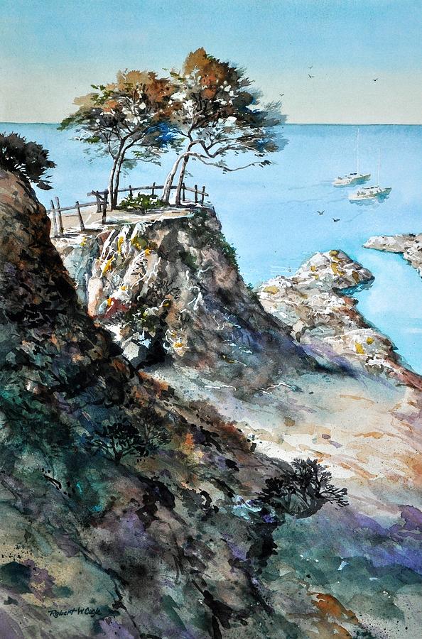 Rocky Cliff Painting by Robert W Cook