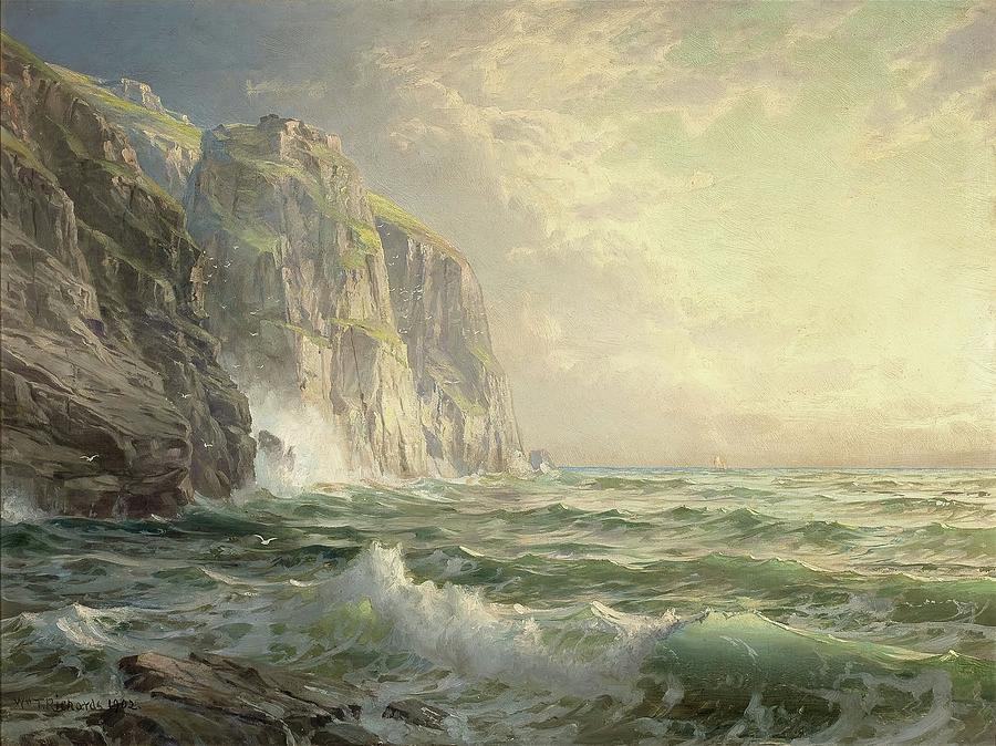 Rocky Cliff with Stormy Sea Painting by William Trost Pixels