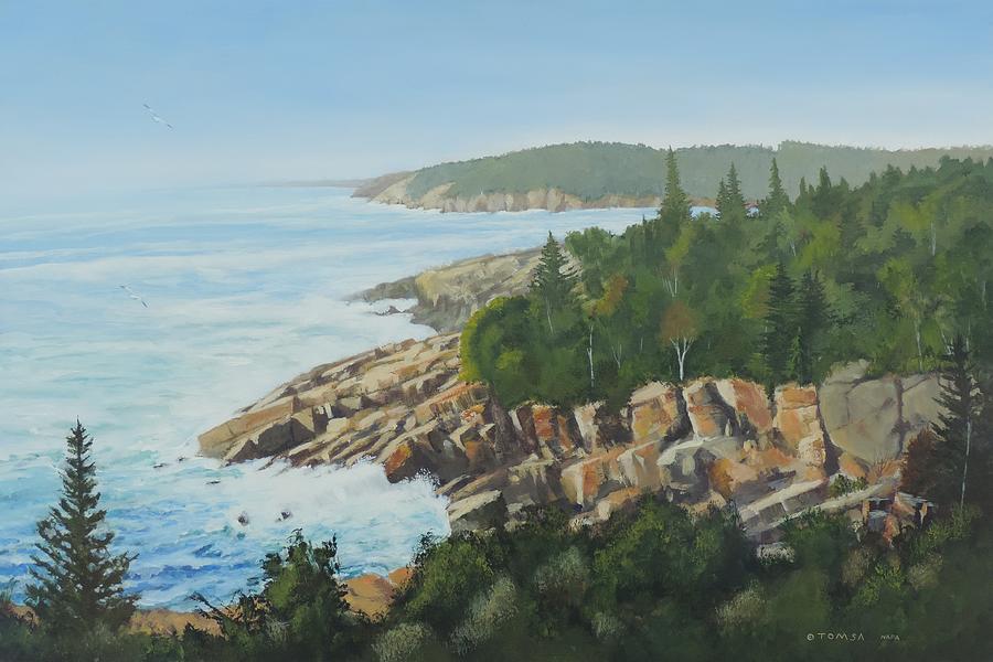 Rocky Coast of Maine  Painting by Bill Tomsa